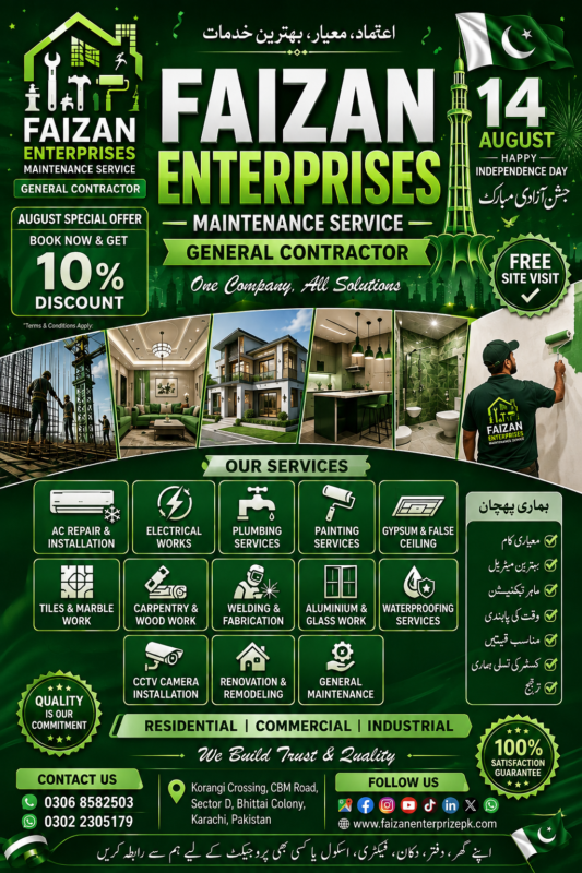 Faizan Enterprises Maintenance Service Karachi